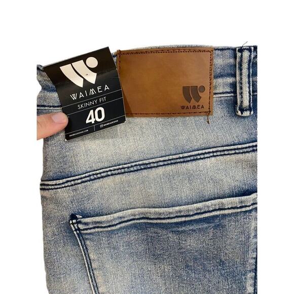 40 Waimea Casual Denim Jeans Distressed Skinny Fit Medium Wash Men's NWT - Picture 8 of 10